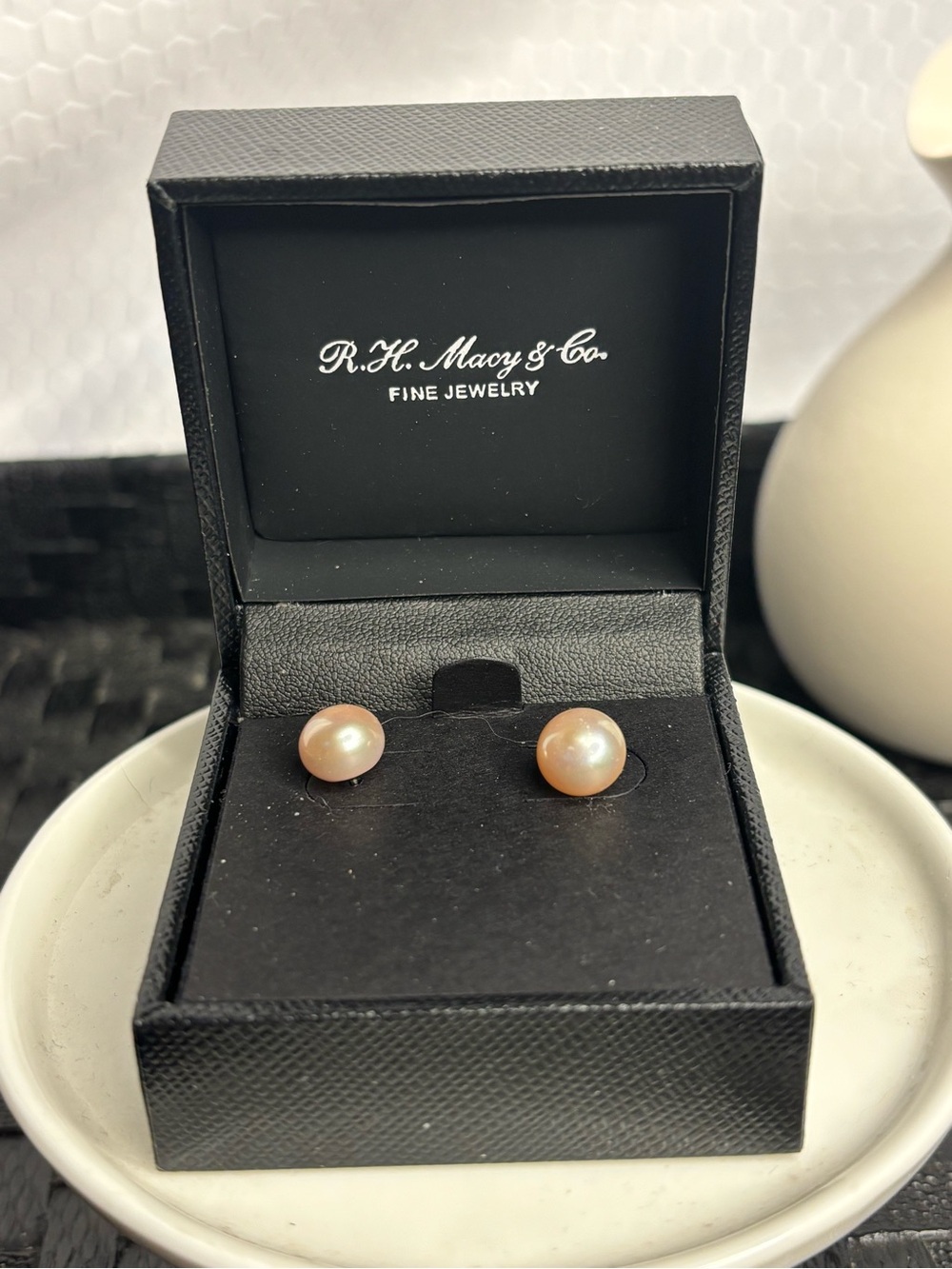 Pink Pearl Stud Earrings NIB